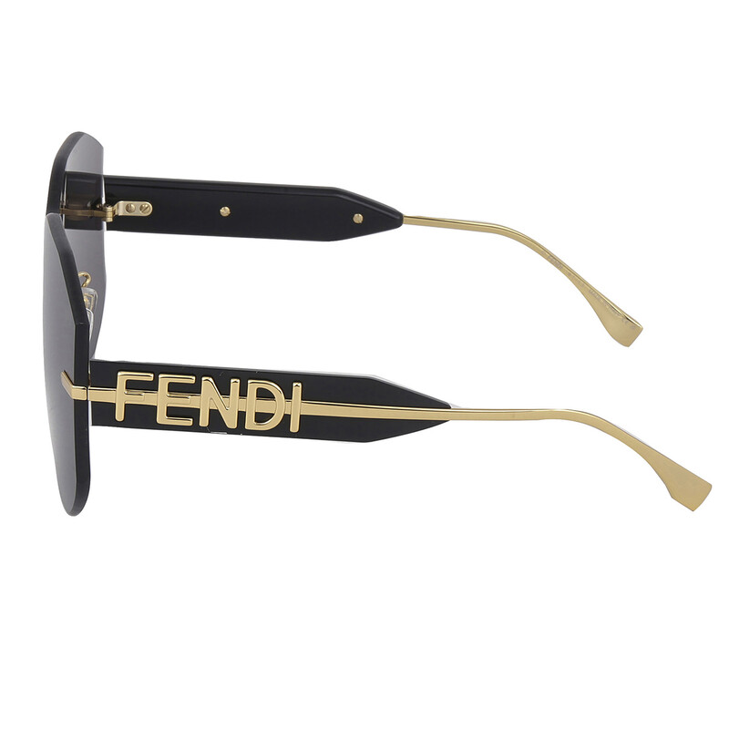 Fendi Gold Frame Gray Lens Women\'s Shield Sunglasses Fendi Light Grey/Gold FF046/S Fabulous Shield Sunglasses  main image 2