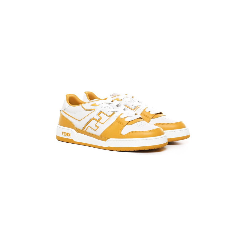 Fendi Leather Low-Top Match Sneakers, Brand Size 6 ( US Size 7