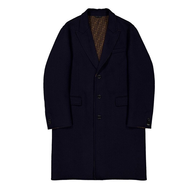 Fendi Men's Double Wool FF Logo Coat, Brand Size 50 ( US Size 40