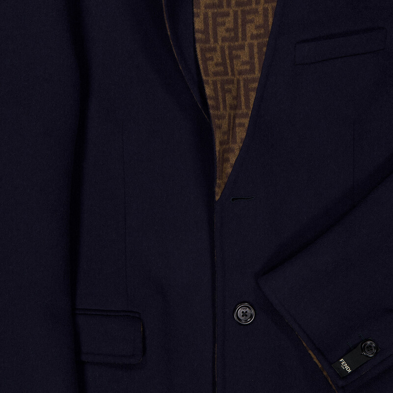 Fendi Men's Double Wool FF Logo Coat, Brand Size 50 ( US Size 40