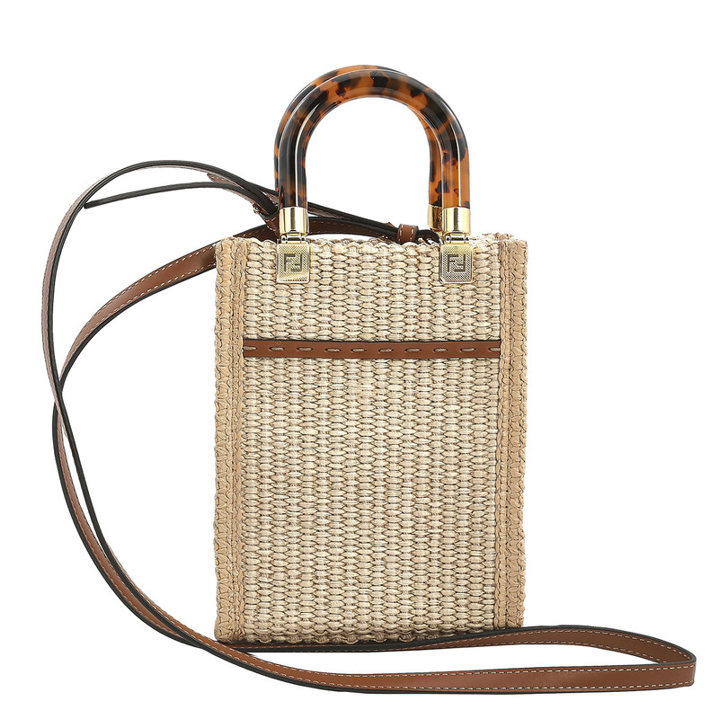 Fendi Mini Sunshine Shopper Raffia Beige 8BS051ANWSF1LMM