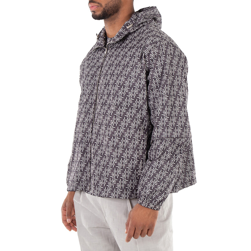 Fendi Monogram Jacquard Hooded Jacket, Brand Size 52 ( US Size 42