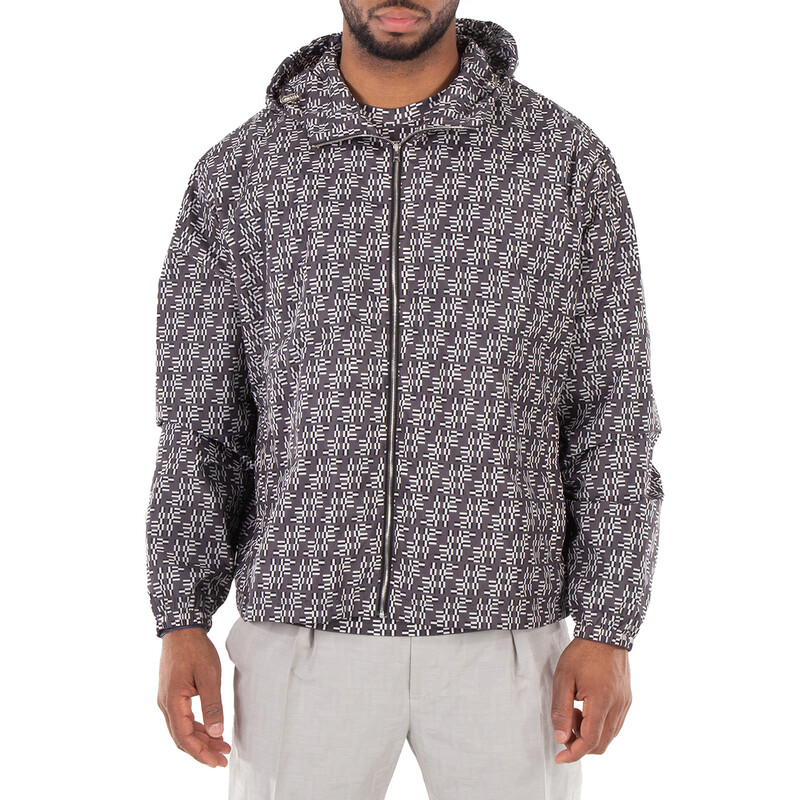 Fendi Monogram Jacquard Hooded Jacket, Brand Size 52 ( US Size 42