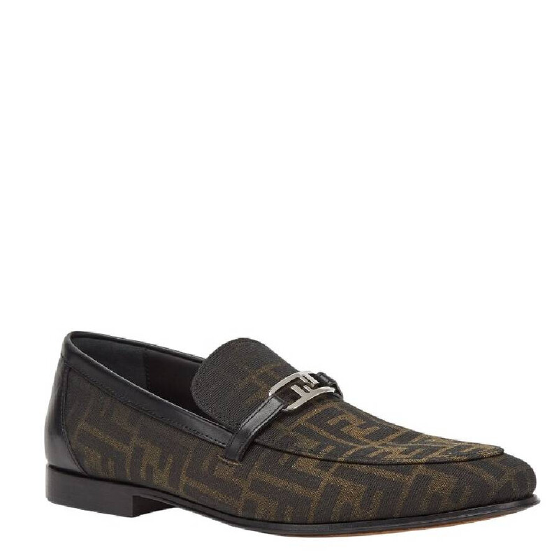 Fendi O'Lock Logo Jacquard Loafers, Brand Size 6 (US Size 7