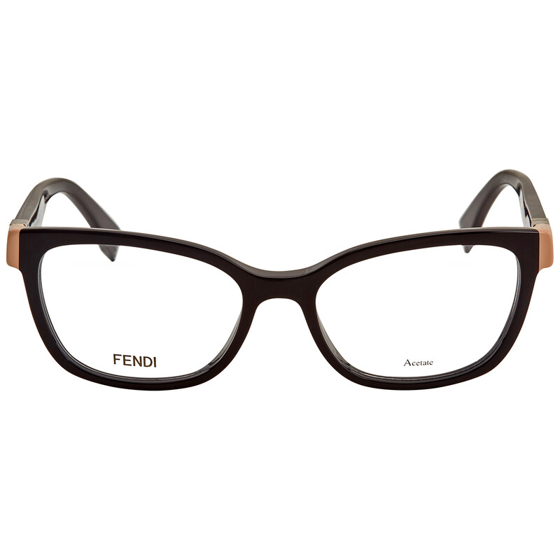 FENDI Women\'s Prescription Glasses EBONY 125 Fendi Shiny Black Rectangular Ladies Eyeglasses FE-FF0130  main image 3