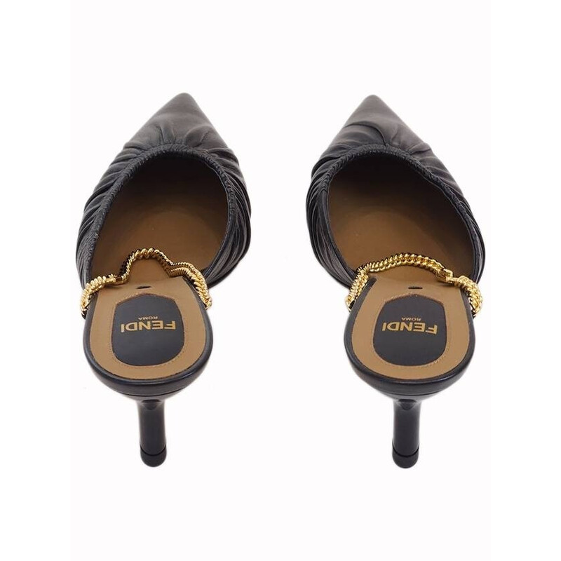Fendi Womens Colibri Lite Chain-Strap Kitten Mules, Brand Size 40