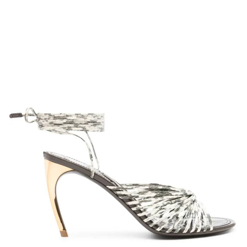 Ferragamo 95mm Caged Design Leather Sandals, Size 7 C 01I134
