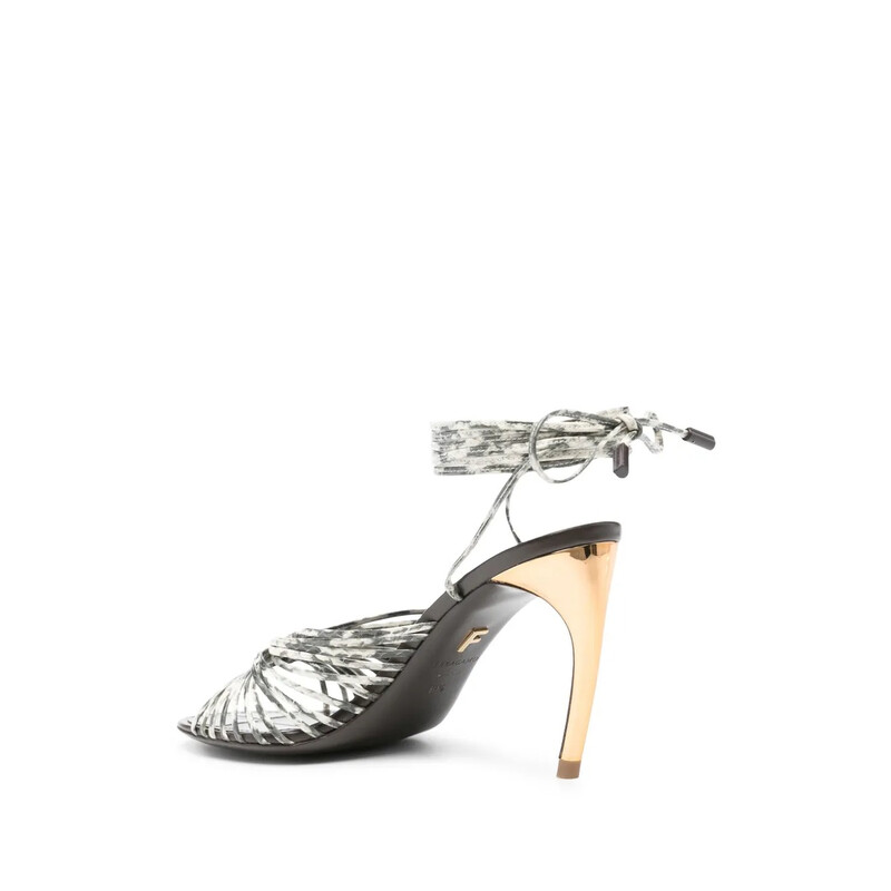 Ferragamo 95mm Caged Design Leather Sandals, Size 7 C 01I134