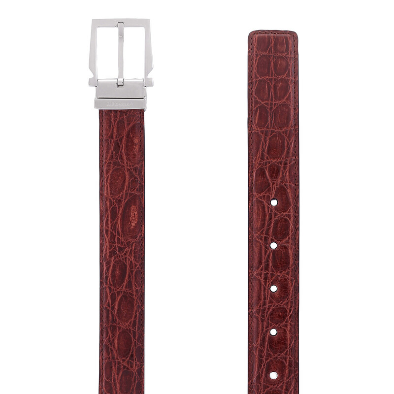 Ferragamo Adjustable Crocodile Leather Gancini Belt, Size  display picture 1