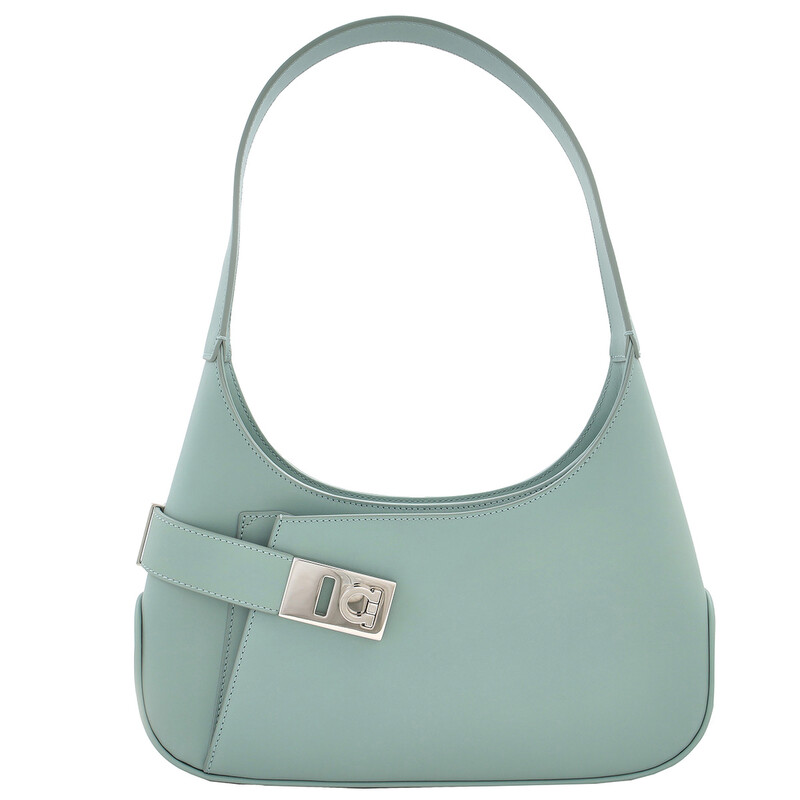 バッグ archive ferragamo grunge shoulder bag Ferragamo Archive Calfskin Leather Hobo Shoulder Bag in Green