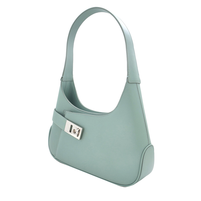 Ferragamo Archive Calfskin Leather Hobo Shoulder Bag in Green