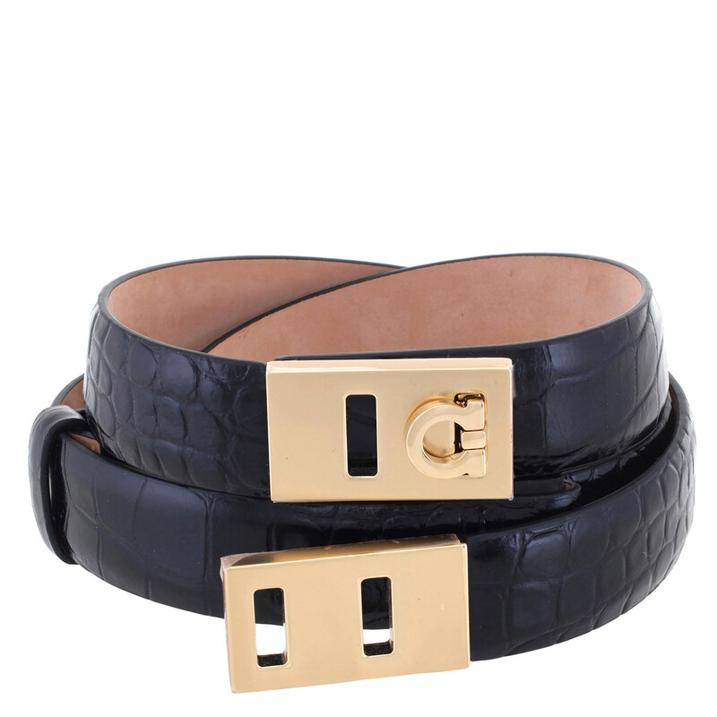 Ferragamo Black Adjustable Hug Belt, Size 100 cm 230318  display picture 2