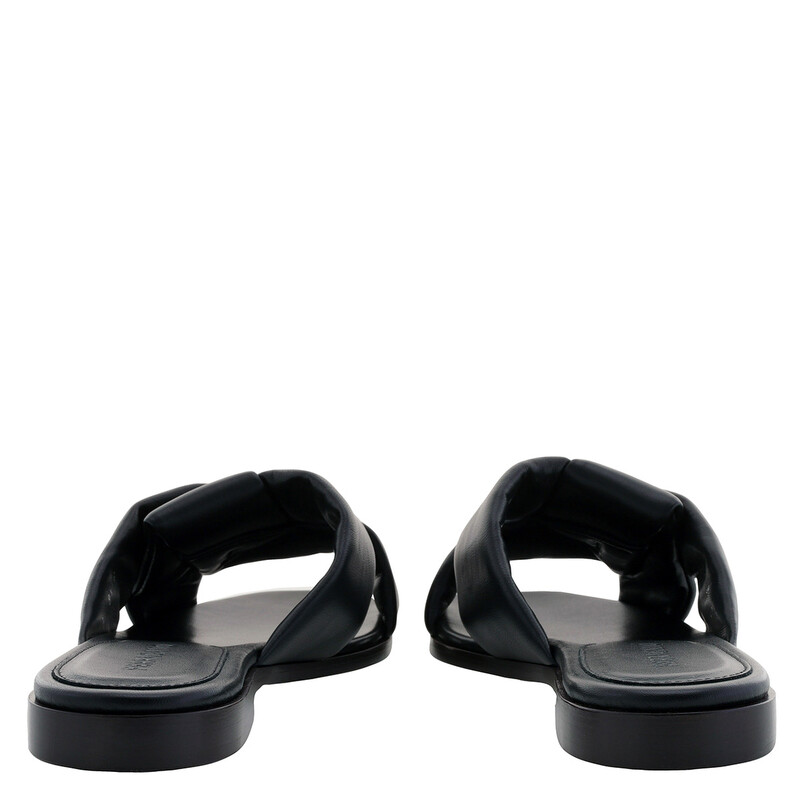 Ferragamo Black Alrai Crossover-Strap Nappa Slides, Size 7 01F161