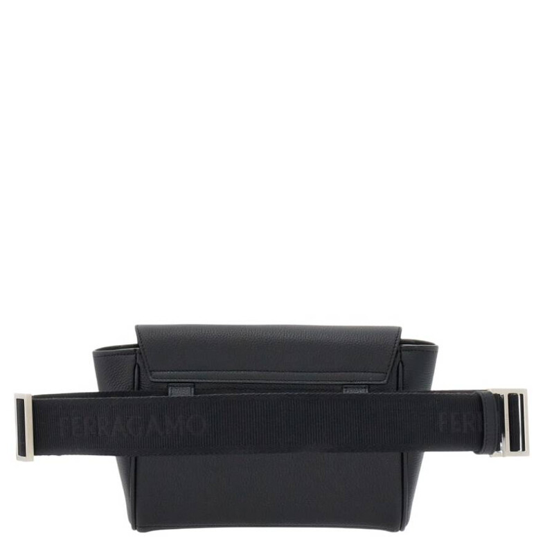 Ferragamo Black Hammered Calfskin Belt Bag 241617 776003