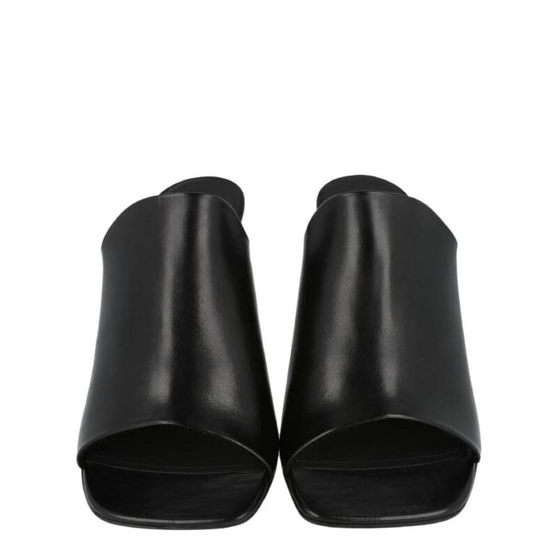 Ferragamo Black Nappa Open-Toe Slide Sandals, Size 9 C 01G519