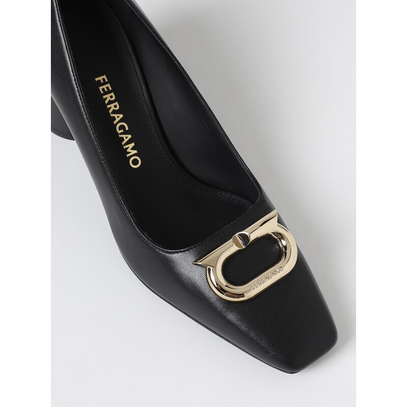 Ferragamo Black Pania New Gancio Pumps, Size 7 C 01F832 763901
