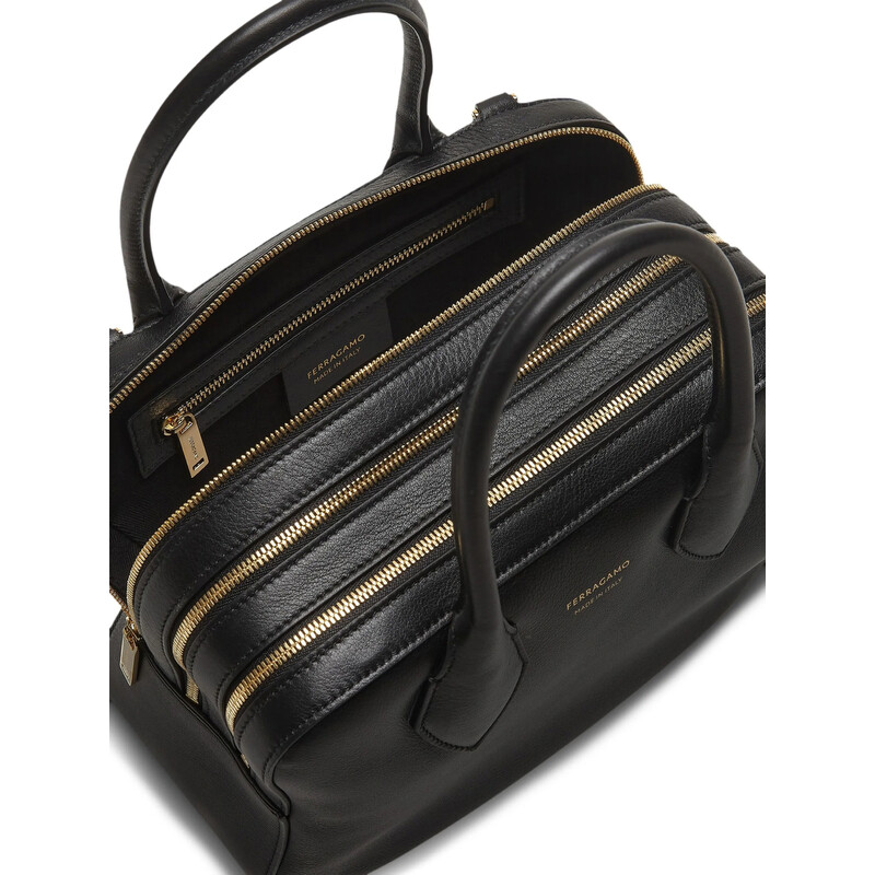 Ferragamo Black Star Leather Top-Handle Bag 218958 773339