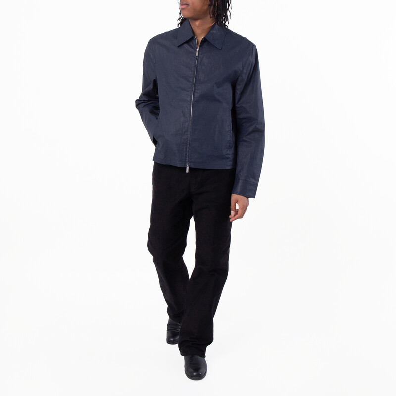 Ferragamo Blue Linen Blouson Jacket, Brand Size 50 ( US Size 40