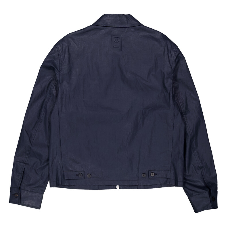 Ferragamo Blue Linen Blouson Jacket, Brand Size 50 ( US Size 40