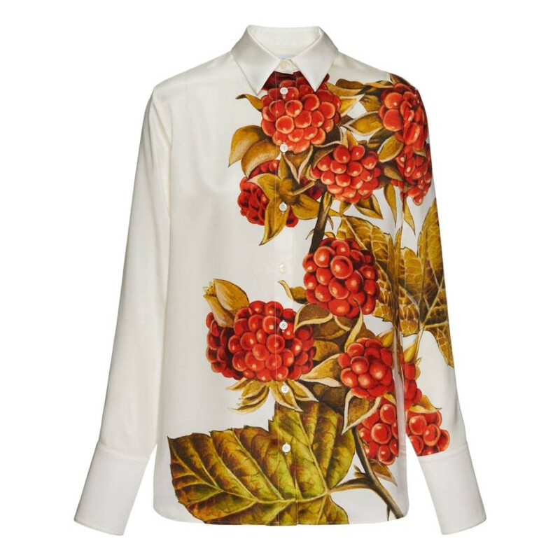 Ferragamo Botanical Print Long-Sleeved Shirt, Brand Size 40 ( US