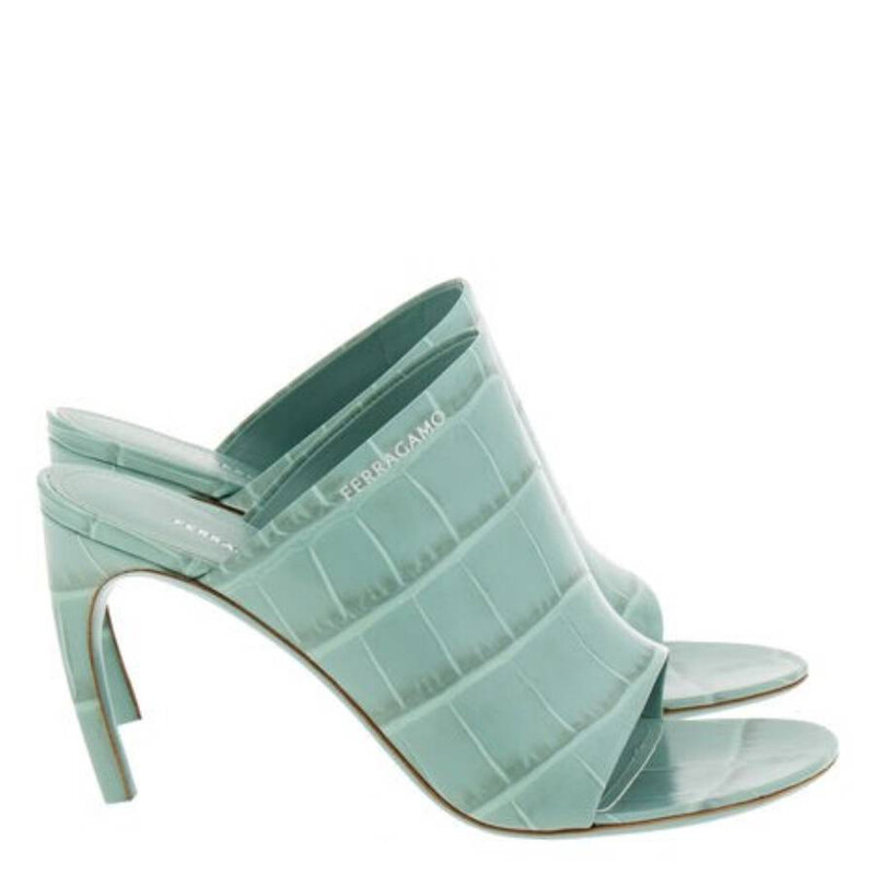 Ferragamo Brina Croc-Embossed Mule Sandals, Size 9 C 01H698 769336