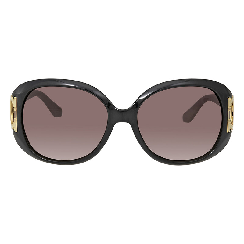 Ferragamo Brown Gradient Oval Sunglasses SF668 001 57 SF668S 001