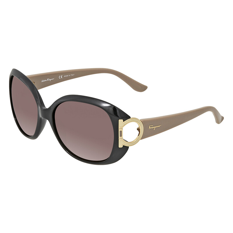 Ferragamo Brown Gradient Oval Sunglasses SF668 001 57 SF668S 001
