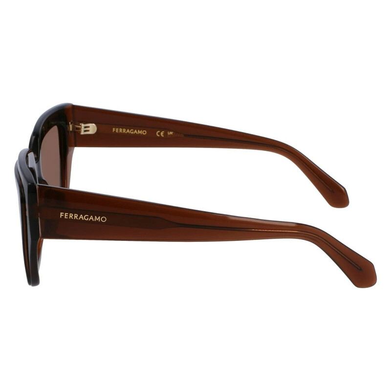 Ferragamo Brown Square Ladies Sunglasses SF2002S 233 55