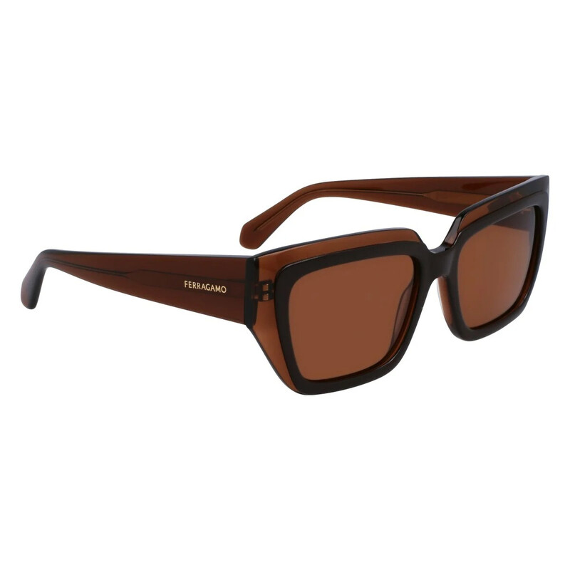 Ferragamo Brown Square Ladies Sunglasses SF2002S 233 55