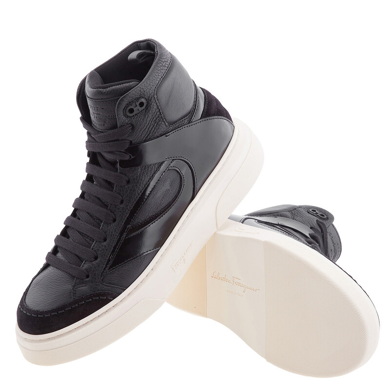 Ferragamo Cassio Leather High-Top Sneakers, Size 7 021270  display picture 1