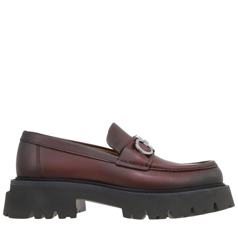 Ferragamo Chunky Moccasin With Gancini Ornament, Size 9 E 021596