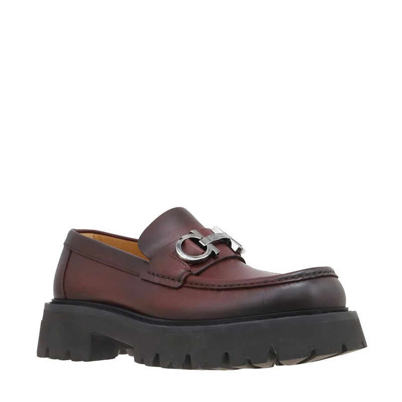 Ferragamo Chunky Moccasin With Gancini Ornament, Size 9 E 021596