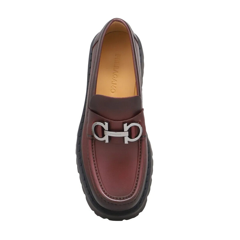 Ferragamo Chunky Moccasin With Gancini Ornament, Size 10.5 EEE