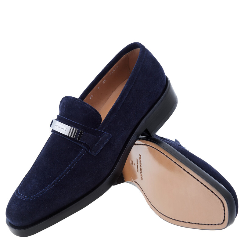 Ferragamo Danny Ornament Suede Loafers, Size 9 E 022243  display picture 1