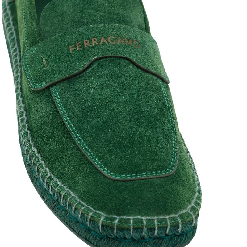 Ferragamo Dark Brilliant Green Espadrilles Loafers, Size 7 025500
