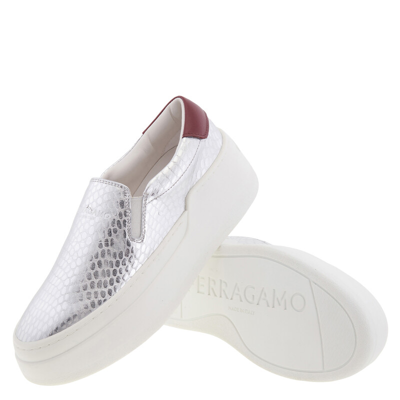 Ferragamo Demetra Embossed Platform Sneakers, Size 7 030562  display picture 1