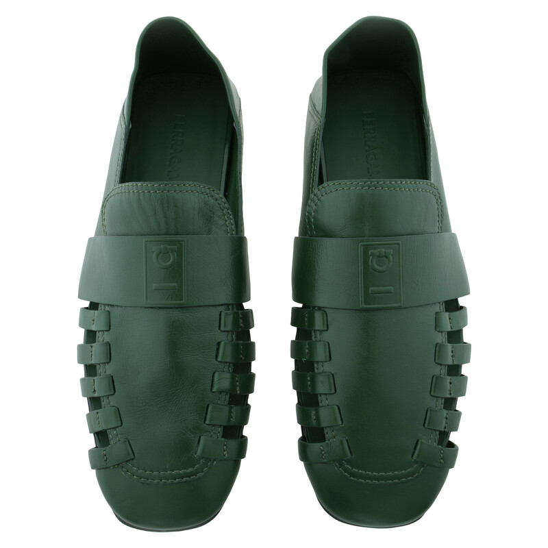 Ferragamo Demi Leather Summer Loafers, Size 9 027947 773083