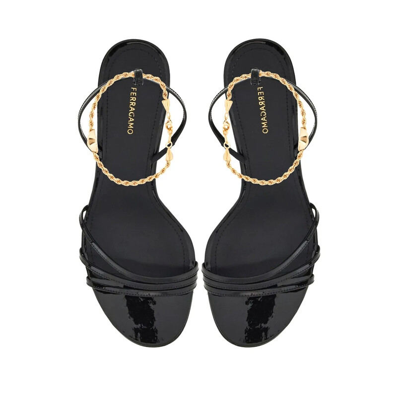 Ferragamo Denise 70 Ankle Chain Sandals, Size 7.5 01H441 769054