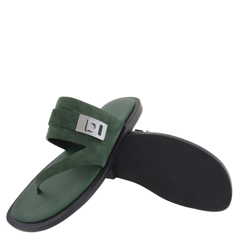 Ferragamo Dickens Suede Thong Sandals, Size 10 027184 772988