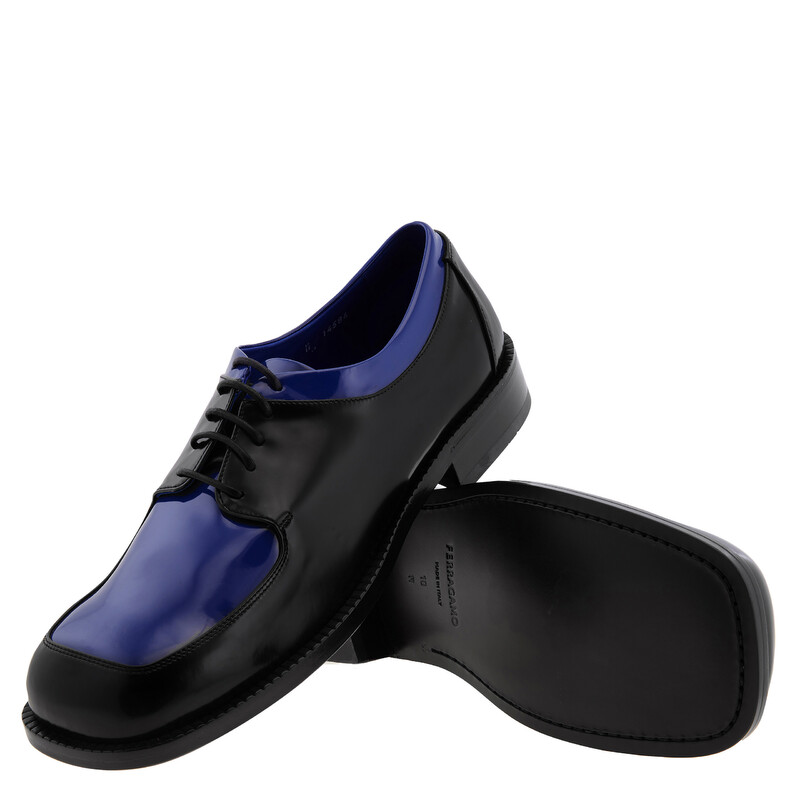 Ferragamo Dinamic Leather Lace-Up Derby Shoes, Size 10  display picture 2