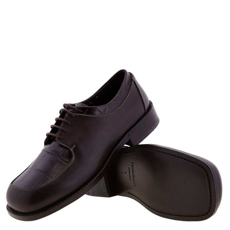 Ferragamo Dinamic Leather Lace-Up Derby Shoes, Size 11 027259