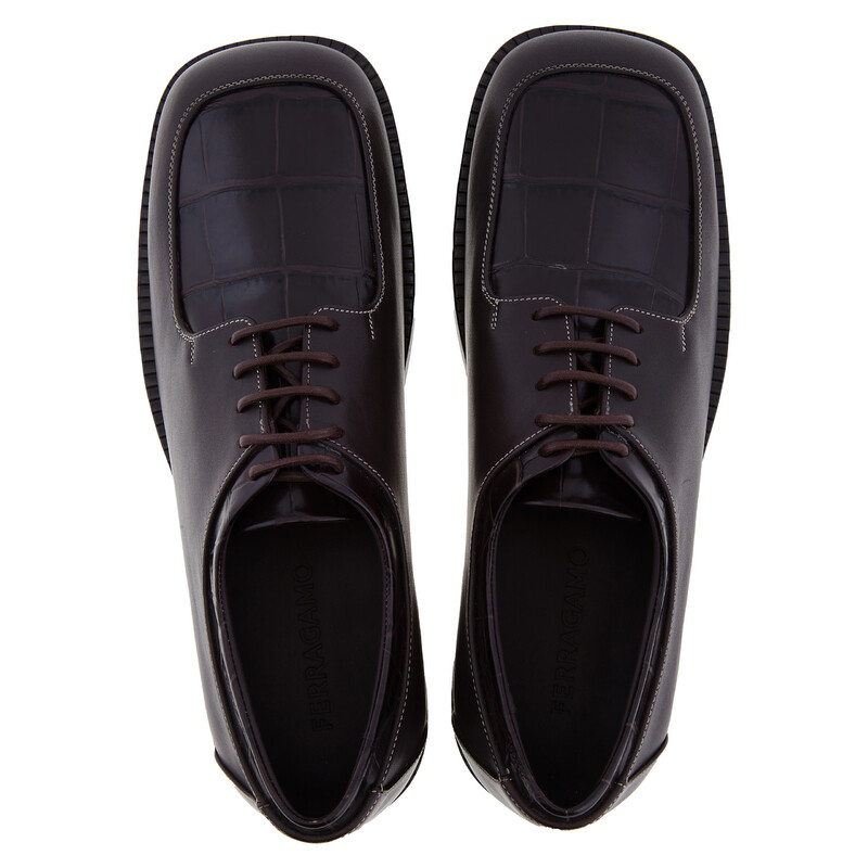 Ferragamo Dinamic Leather Lace-Up Derby Shoes, Size 11 027259