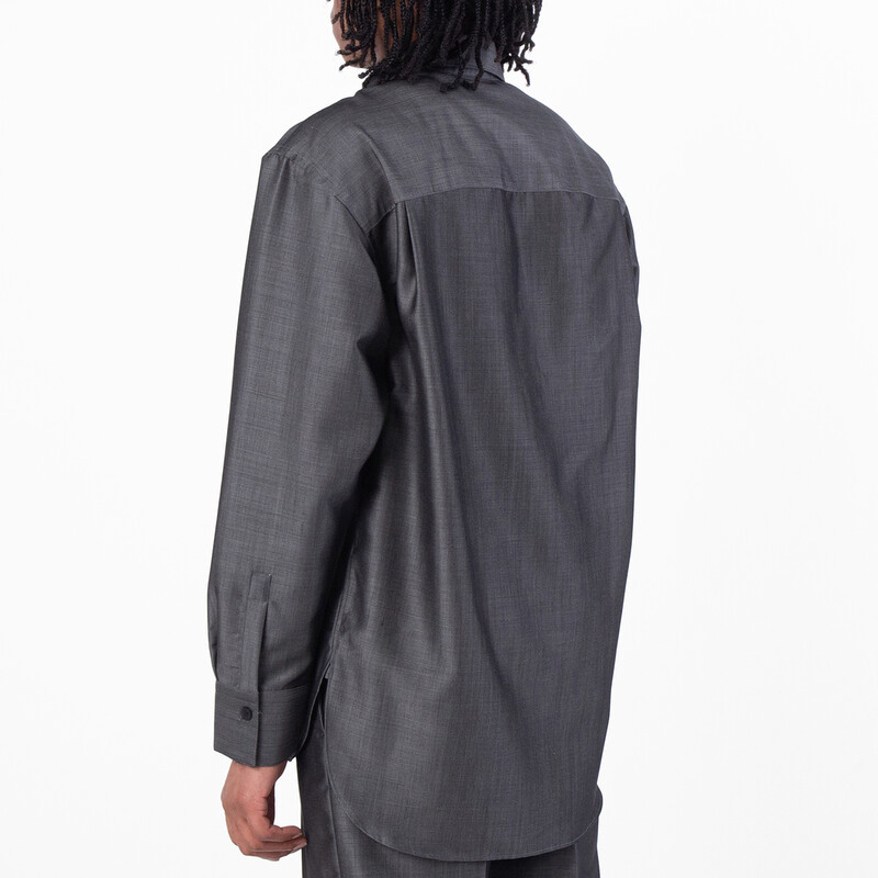 Ferragamo Embroidered Logo Silk-Blend Shirt, Size Medium 143846