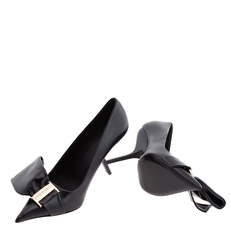 Ferragamo Erica 105 Leather Bow Stiletto Pumps, Size 6 C 01G120