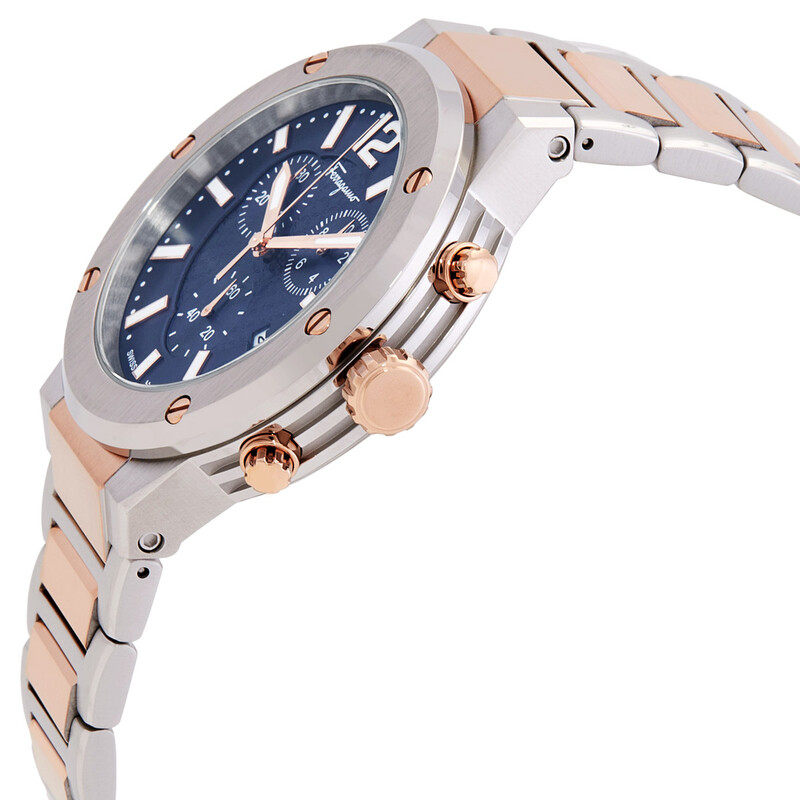 Ferragamo F-80 Chronograph Quartz Blue Dial Men display picture 2