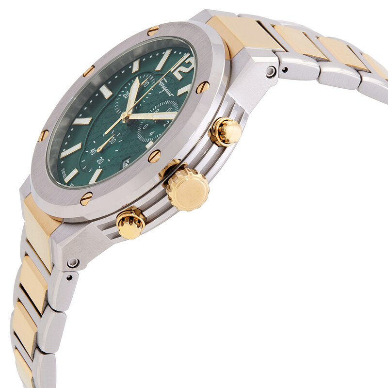 NWT Ferragamo F-80 Chronograph Quartz Green Dial Men\'s Watch Ferragamo Sport-Luxury F-80 Tonneau Chrono Green Dial and  main image 2