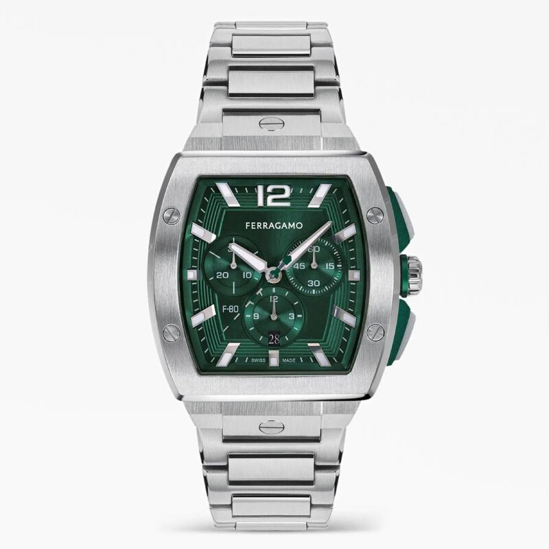 Ferragamo F-80 Chronograph Quartz Green Dial Men's Watch SFKE00824