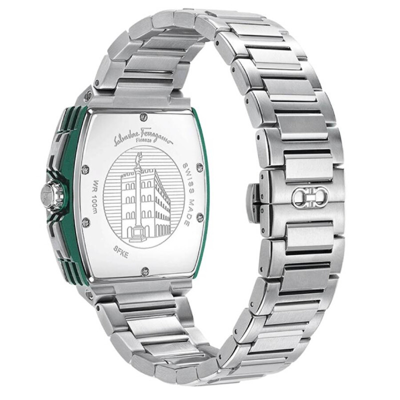 【ベルト交換済】Ferragamo F80 クロノグラフ GUCCI腕時計 Ferragamo F-80 Chronograph Quartz Green Dial Men's Watch SFKE00824