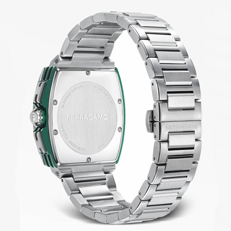 NWT Ferragamo F-80 Chronograph Quartz Green Dial Men\'s Watch Ferragamo Sport-Luxury F-80 Tonneau Chrono Green Dial and  main image 3
