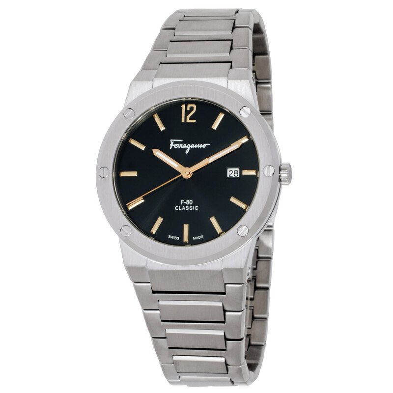 Ferragamo F-80 Classic Quartz Black Dial Men's Watch SFDT02423